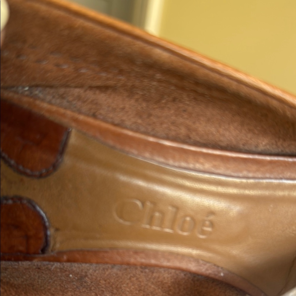 Chloe Brown Leather Flats with Classic Buckle Design - Picture 8 of 8